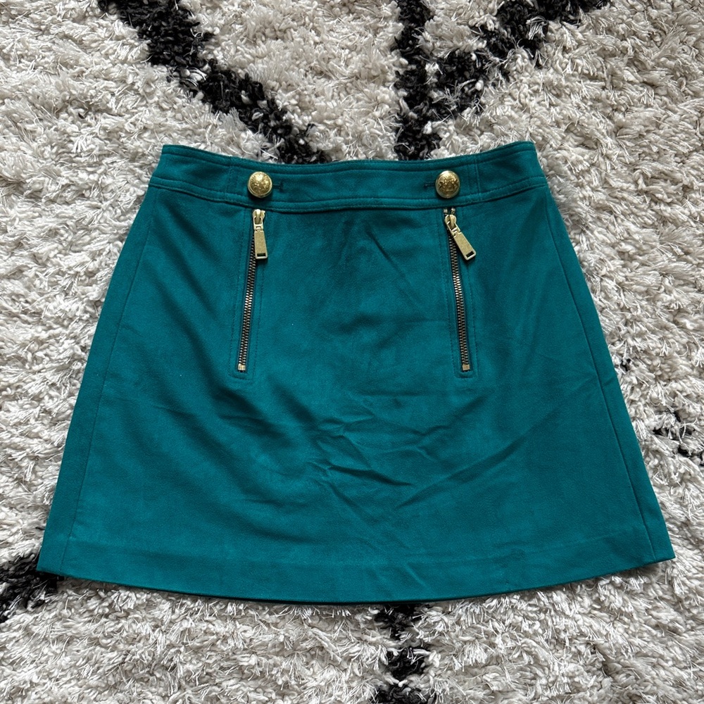 Express Teal Mini Skirt with Gold Details